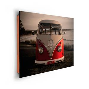 Bild Volkswagen Bulli I Grau - Rot - Holzwerkstoff - Papier - 90 x 60 x 2 cm