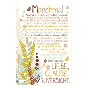 Impression d’art Manchmal Blanc - Jaune - Bois manufacturé - Papier - 60 x 90 x 2 cm