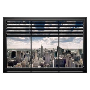 Afbeelding New York Window Blauw - Grijs - Plaatmateriaal - Papier - 90 x 60 x 2 cm