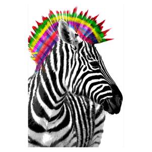 Bild Zebra Punk Schwarz - Weiß - Holzwerkstoff - Papier - 60 x 90 x 2 cm