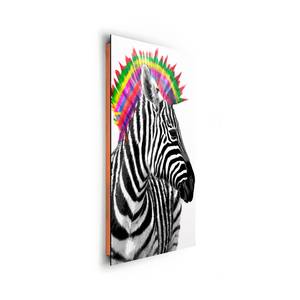 Impression d’art Zebra Punk Noir - Blanc - Bois manufacturé - Papier - 60 x 90 x 2 cm