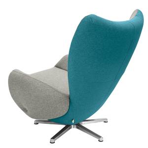 Fauteuil design Tom Tissu jaune moutarde / Gris marron - Gris / Bleu pétrole