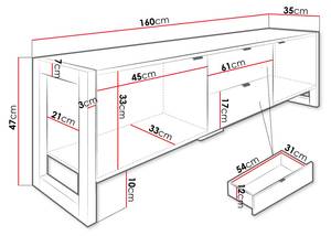 TV-Lowboard Berizo 160 Braun - Holzwerkstoff - 160 x 47 x 35 cm