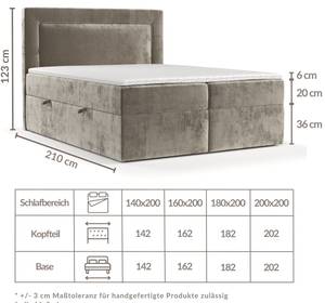 Boxspringbett Imagine Beige - Breite: 160 cm - H3