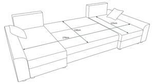 Ecksofa DENVI-U Schwarz - Rot