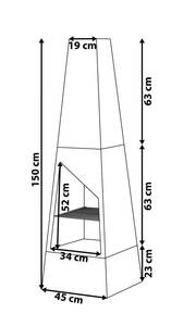 Feuerstelle für Holz YATE Schwarz - Metall - 45 x 150 x 45 cm