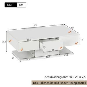 Couchtisch Kompakt Ⅰ Weiß - Holzwerkstoff - Holz teilmassiv - 60 x 36 x 100 cm