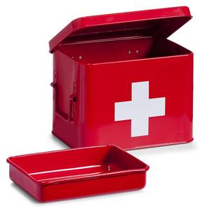 Medizin-Box aus Metall in , Länge: 22 cm Rot