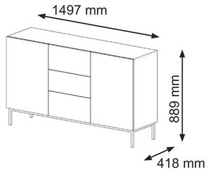 Sideboard RAVENNA B SB150 2D3D Schwarz - Weiß