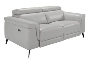 2-Sitzer-Sofa, bezogen mit grauem Leder Grau - Echtleder - Textil - 170 x 99 x 103 cm