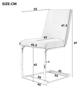 Freischwinger VELVMoon (6er Set) Grau - Silber - 6er Set