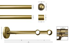 Gardinenstange Bolti 2 lfg. Gold - Breite: 190 cm