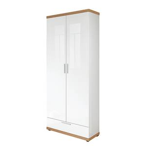 Armoire de vestibule Ellison Blanc brillant / Chêne sauvage brut de sciage