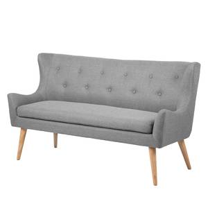 Diningsofa Kamma (2-Sitzer) Webstoff / Eiche massiv - Hellgrau / Eiche