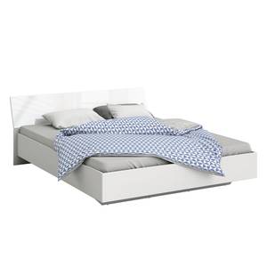 Tweepersoonsbed Argy parelwit/hoogglans wit - 140 x 190cm