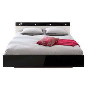 Lit double Beauvais Noir / Blanc alpin - 140 x 190cm