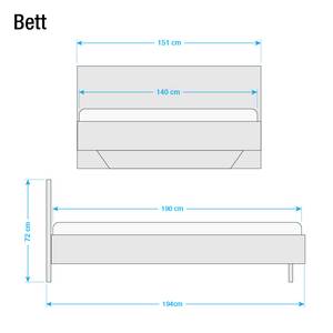 Lit double Beauvais Noir / Blanc alpin - 140 x 190cm