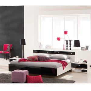 Lit double Beauvais Noir / Blanc alpin - 140 x 190cm