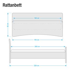 Doppelbett Bryne Rattan - Braun - 180 x 200cm