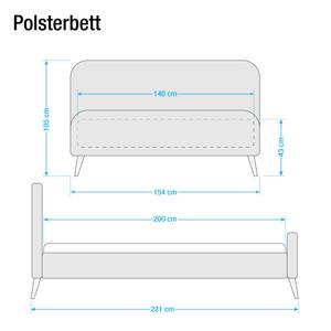 Polsterbett Klink Webstoff - Lichtgrau - 140 x 200cm
