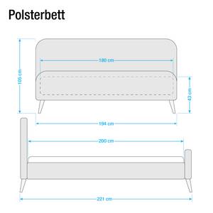 Letto imbottito Klink IV Tessuto - Grigio scuro - 180 x 200cm