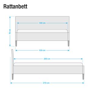 Doppelbett Osby Rattan - Weiß - 140 x 200cm