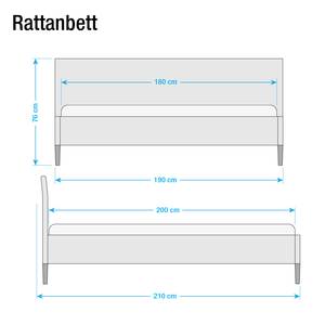 Doppelbett Osby Rattan - Beige - 180 x 200cm