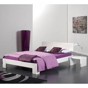 Tweepersoonsbed Perleto hoogglans - Hoogglans wit - 160 x 200cm