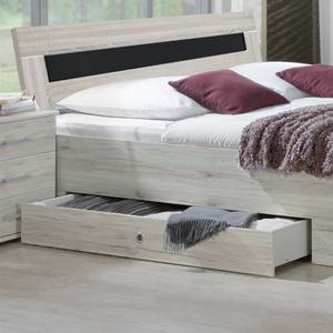 Tweepersoonsbed Struge witte eikenhouten look - 140 x 200cm - Met bedlade