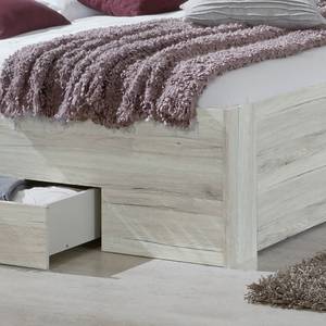 Tweepersoonsbed Struge witte eikenhouten look - 140 x 200cm - Met bedlade