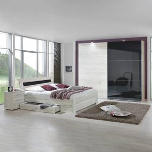 Tweepersoonsbed Struge witte eikenhouten look - 140 x 200cm - Met bedlade