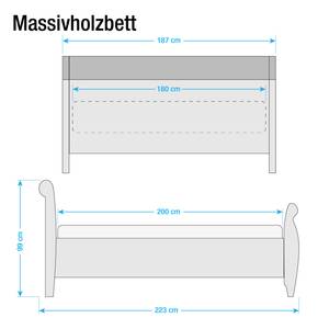 Lit double Zillertal Epicéa massif 180 x 200 cm Blanc - Miel