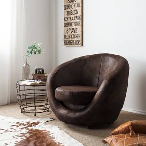 Draaifauteuil Marvin mokkakleurige antiek leren look