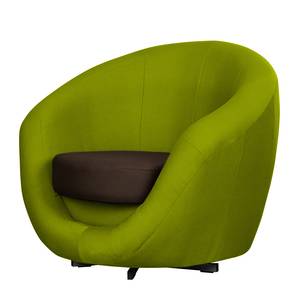 Fauteuil pivotant Marvin Tisu vert / Marron foncé