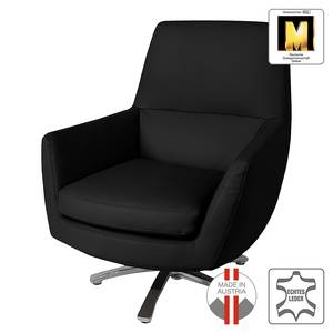 Draaifauteuil Oliver I echt leer - Zwart