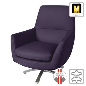 Fauteuil pivotant Oliver I Cuir véritable - Mauve