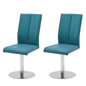 Chaises pivotantes Sayreville (lot de 2) Bleu pétrole