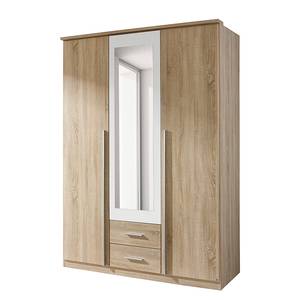 Armoire à portes battantes Krefeld Avec miroir Imitation chêne de San Remo / Blanc alpin 136 cm