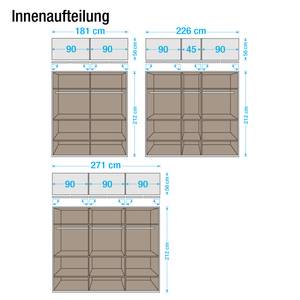 Drehtüren-/Kombischrank Melle Alpinweiß/Milchglas - Schrankbreite: 226 cm - 10-türig