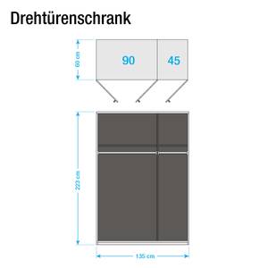 Drehtürenschrank Agnetha Alpinweiß - Breite: 136 cm