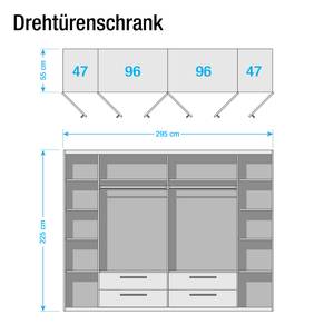 Drehtürenschrank Vedia Eiche teilmassiv - Hochglanz Weiß / Weiß