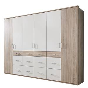 Draaideurkast Alma grof gezaagde eikenhouten look/alpinewit - kastbreedte: 225cm - 5-deurs - Breedte: 225 cm