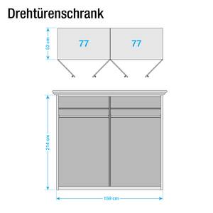 Drehtürenschrank Ambrosia Hochglanz Weiß - 159 x 214 cm - 4 Türen - Mit Kranzblende - Ohne Spiegeltür/-en