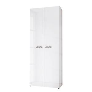 Armoire à portes battantes Ambrosia Blanc brillant - 81 x 214 cm - 2 porte - Sans corniche - Sans portes miroir