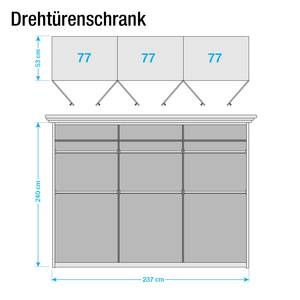 Drehtürenschrank Ambrosia Hochglanz Weiß - 237 x 240 cm - 6 Türen - Mit Kranzblende - Ohne Spiegeltür/-en