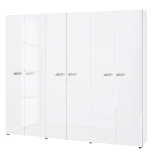 Drehtürenschrank Ambrosia Hochglanz Weiß - 237 x 240 cm - 6 Türen - Ohne Kranzblende - Ohne Spiegeltür/-en