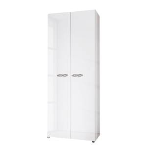 Armoire à portes battantes Ambrosia Blanc brillant - 81 x 240 cm - 2 porte - Sans corniche - Sans portes miroir