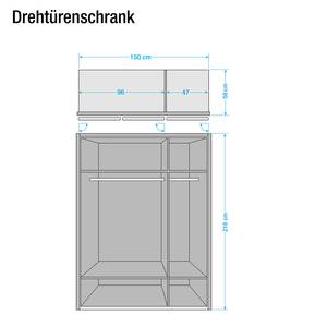 Armoire à portes battantes Ancona Imitation chêne truffier - Blanc alpin / Imitation chêne truffier - Largeur : 150 cm - Avec cadre passepartout - 1 miroir