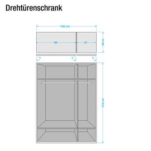 Drehtürenschrank Ancona Trüffeleiche Dekor - Havanna / Trüffeleiche Dekor - Breite: 150 cm - Ohne Passepartoutrahmen - 1 Spiegeltür