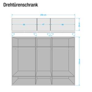 Draaideurkast Ancona truffeleikenhouten look - Havanna/truffeleikenhouten look - Breedte: 250 cm - Zonder passe-partout lijst - 1 spiegeldeur